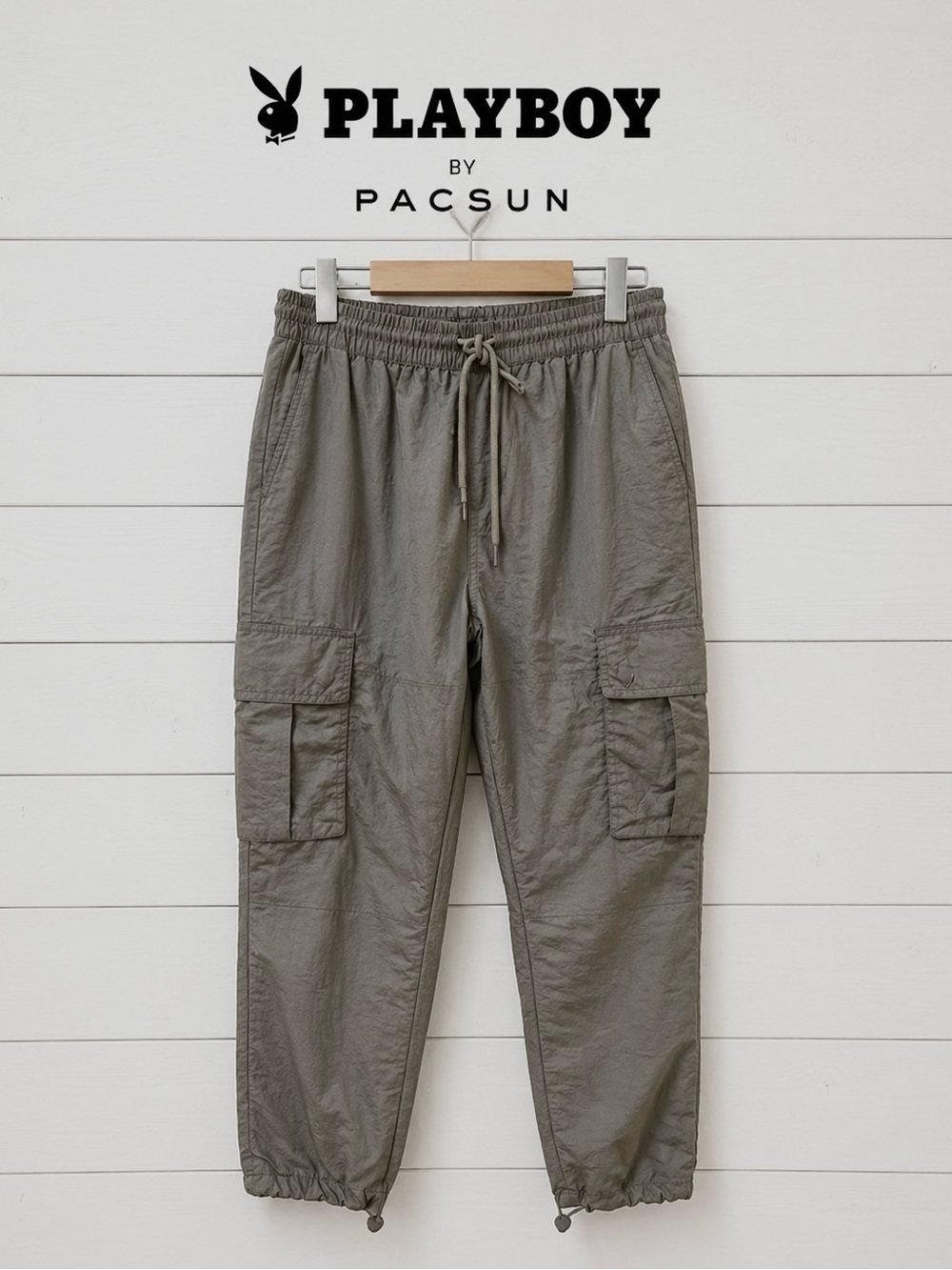 PLAYBOY BY PACSUN – GREY CARGO JOGGER PANTS – MEN’S SIZE S